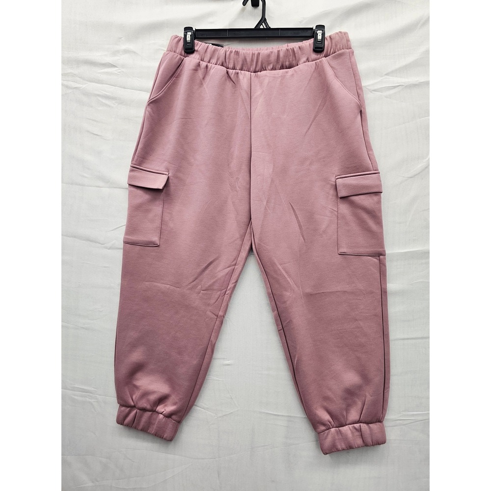 Express Womens Cargo Jogger Pants Pink Viscose Blend Casual Size XL